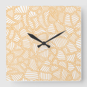Random Leaf Mosaic Pale Orange Quadratische Wanduhr