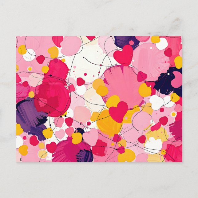 "Random Liebe Thoughts" - Farbenfrohe Abstrakte Postkarte (Vorderseite)