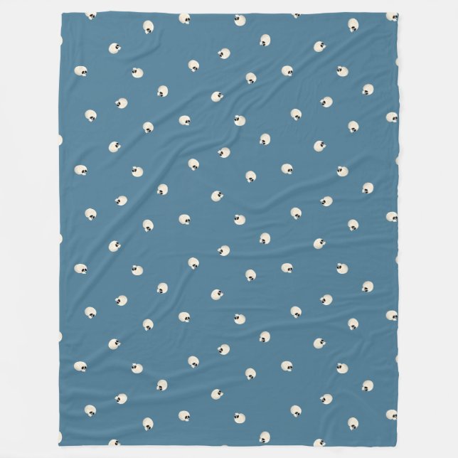 Random Niedlich Kawaii Skull Dots blass blau Fleecedecke (Vorderseite)