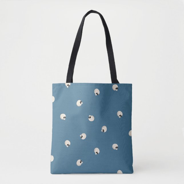 Random Niedlich Kawaii Skull Dots blass blau Tasche (Vorderseite)