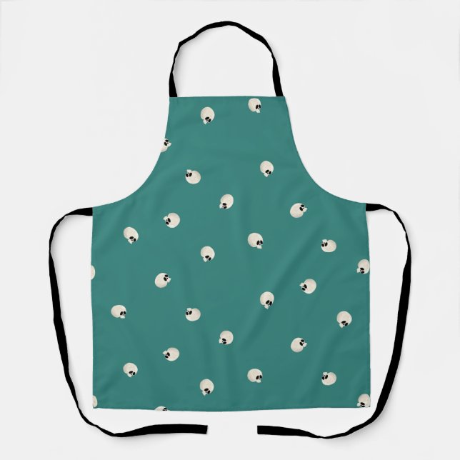 Random Niedlich Kawaii Skull Dots Mitte grün Schürze (Vorderseite)