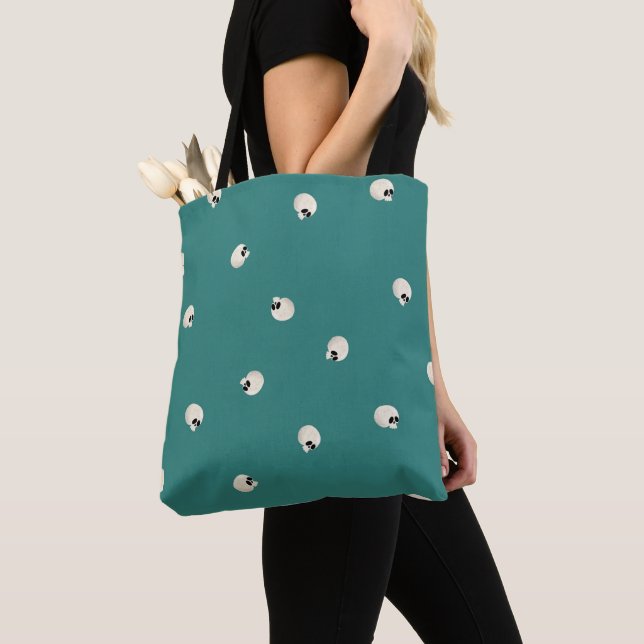 Random Niedlich Kawaii Skull Dots Mitte grün Tasche (Von Nahem)