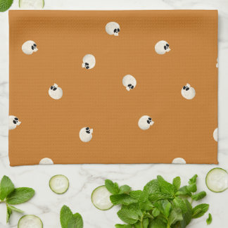 Random Niedlich Kawaii Skull Dots orange Geschirrtuch