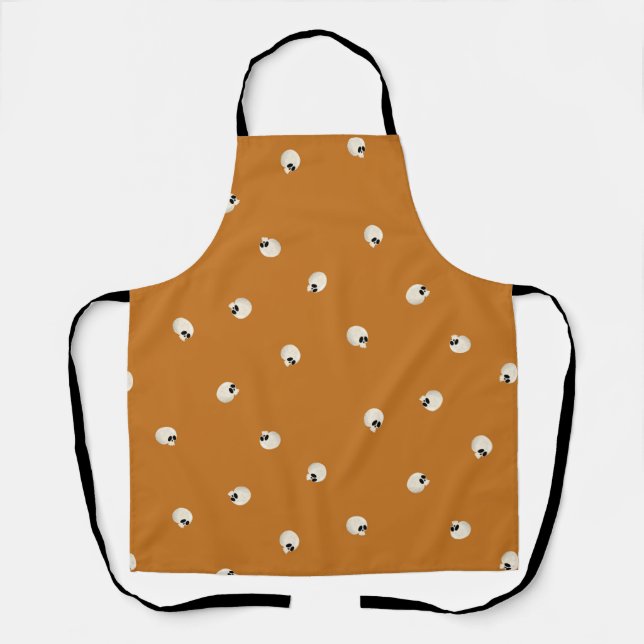 Random Niedlich Kawaii Skull Dots orange Schürze (Vorderseite)