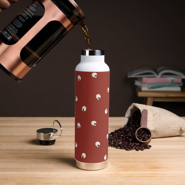 Random Niedlich Kawaii Skull Dots red Trinkflasche (Kaffee)