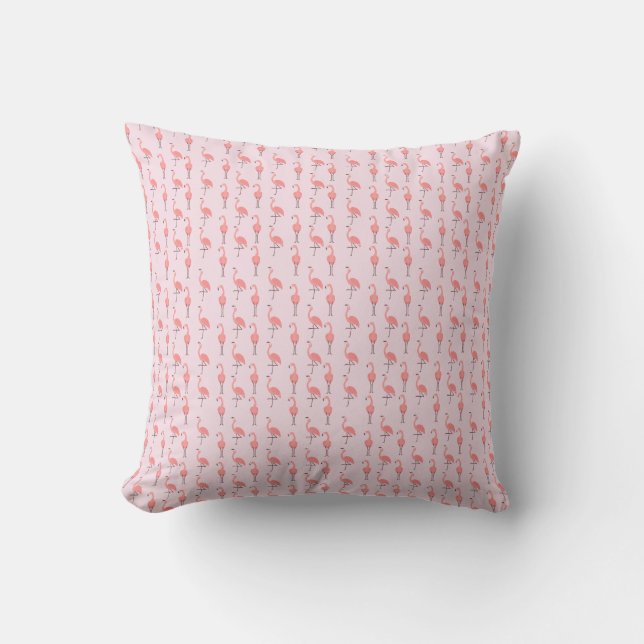 Random Pink Flamingo Bird Muster Kissen (Vorderseite)