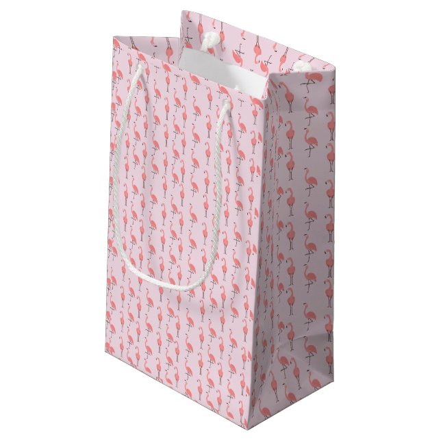Random Pink Flamingo Bird Muster Kleine Geschenktüte (Rückseite Schrägansicht)
