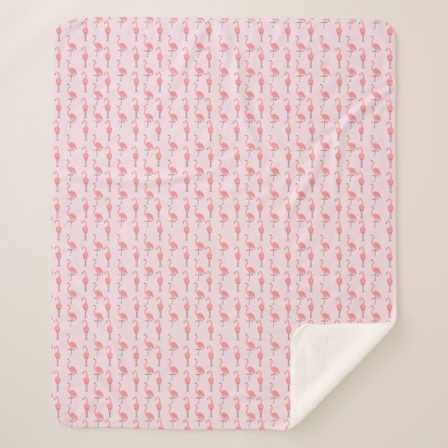 Random Pink Flamingo Bird Muster Sherpadecke (Vorderseite)