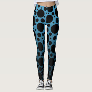 Random Polka Dots - Peacock Blue bis Black Gradien Leggings