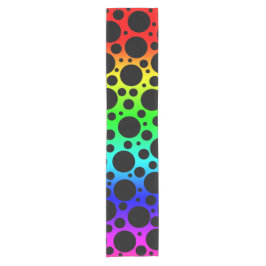 Random Polka Dots - Schwarz auf Regenbogen Kurzer Tischläufer