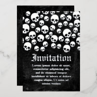 Random Skull Muster Silver Foil Einladungskarte