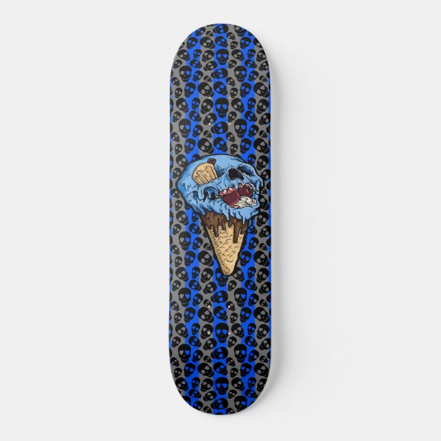 Random Skulls Blue Ice Cream Skull Gravestone Skateboard (Vorderseite)