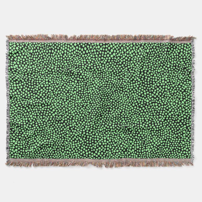 Random Spots - Minze grün auf schwarz Decke (Vorderseite)