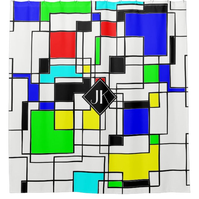 Random Squares hassen Mondrian Duschvorhang (Vorderseite)