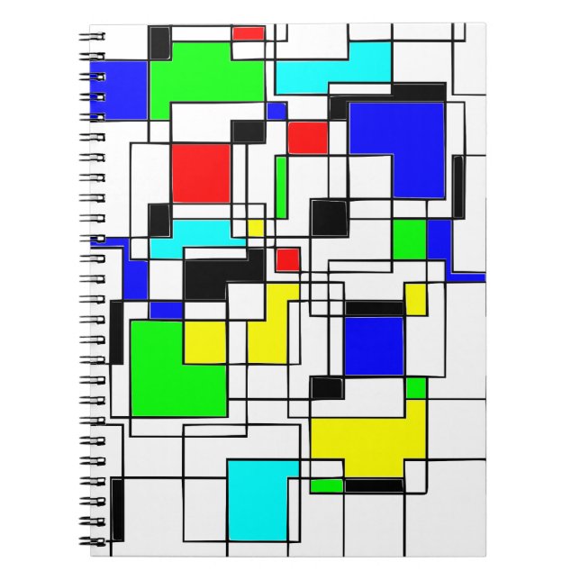 Random Squares hassen Mondrian Notizblock (Vorderseite)