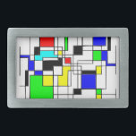Random Squares hassen Mondrian Rechteckige Gürtelschnalle<br><div class="desc">Geometrische Formen,  die durch das Werk von Piet Mondrian inspiriert werden. Unregelmäßige Linien,  die Quadrate und Rechtecke bilden. Original dekorative digitale Kunst.</div>