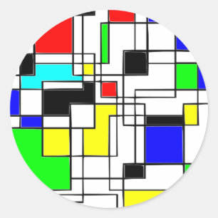 Random Squares hassen Mondrian Runder Aufkleber