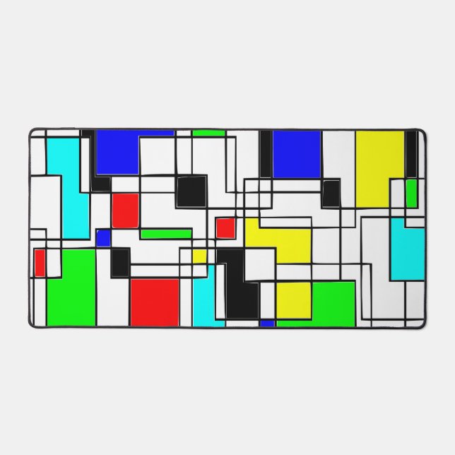 Random Squares hassen Mondrian Schreibtischunterlage (Vorderseite)