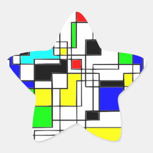 Random Squares hassen Mondrian Stern-Aufkleber