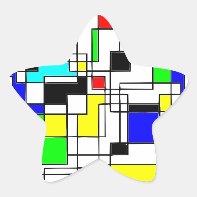 Random Squares hassen Mondrian Stern-Aufkleber (Vorderseite)