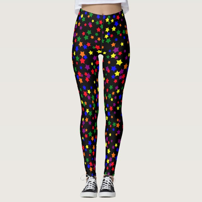Random Stars Musterfarben Leggings (Vorderseite)