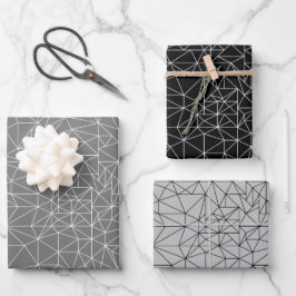 Random Triangle Grayscale Wrapping Paper Sheets Geschenkpapier Set