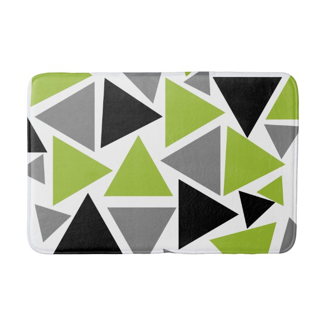Random Triangle Lime Green Gray Schwarz-weiß Badematte (Vorderseite)