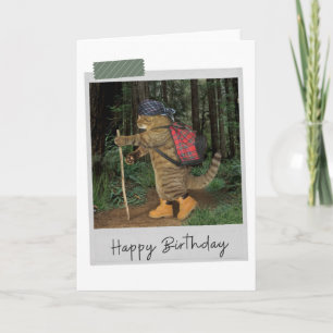 Randonnée Chat Funny Carte d'anniversaire