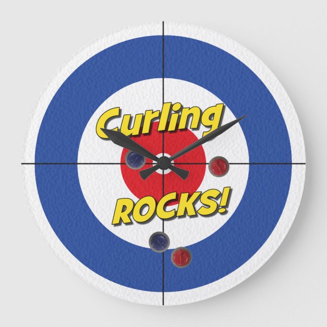"RANDONNÉES DE Curling !" Horloge du curleur - (bl (Recto)