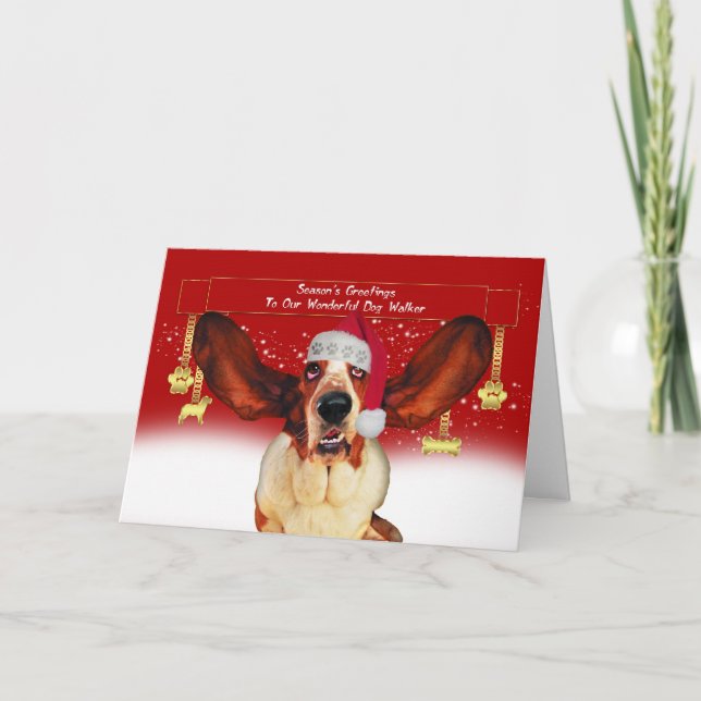 randonneur chien carte de vacances de noël avec ba (Devant)