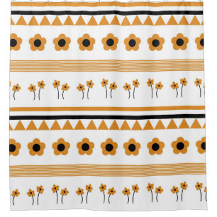 Randstreifen-Blumen-Dreieck-Boho-Muster Duschvorhang