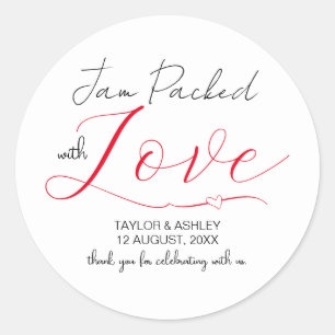 Randvoll mit Liebe Minimale Hochzeitsschrift Runder Aufkleber