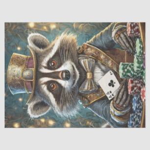 Randy Rogue, Raccoon Playing Poker Seidenpapier