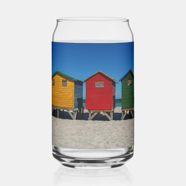 Rangée de cases de plage aux couleurs vives (Recto)