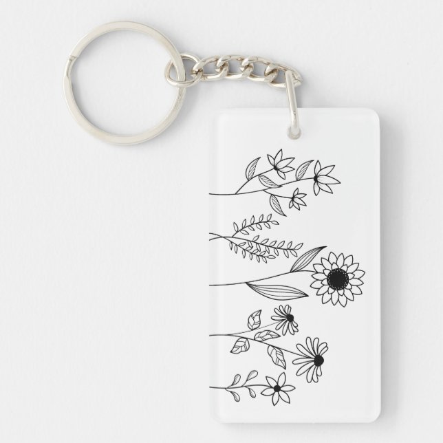 Rangée de tiges florales Boho Line Art (Devant)
