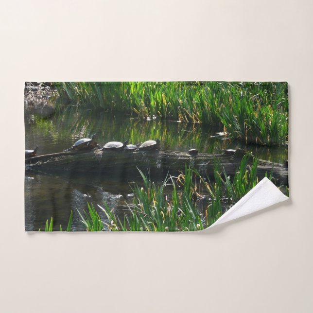 Rangée de tortues Green Nature Photo (Serviette à main)