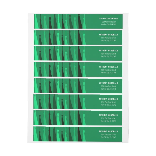 Rangée verte du Étiquette de adresse de Tassels Wr (Feuille)