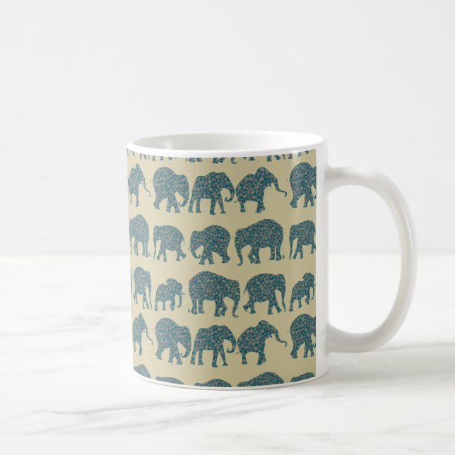 Rangées d'éléphants de Paisley sur la Mug de café  (Droite)