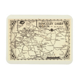 Rangeley Lakes Karte, Maine Vintage Magnet
