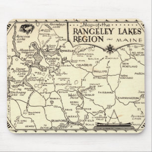 Rangeley Lakes Map Maine Vintage Poster Mousepad