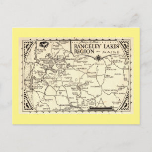 Rangeley Seen Map, Maine Vintag Postkarte