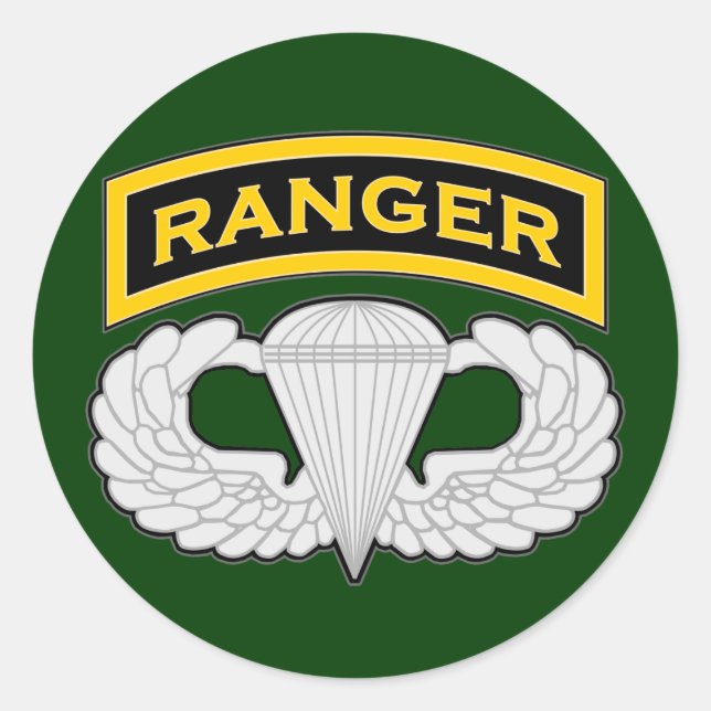 Ranger-Registerkarte und Jump-Wings Runder Aufkleber (Vorderseite)