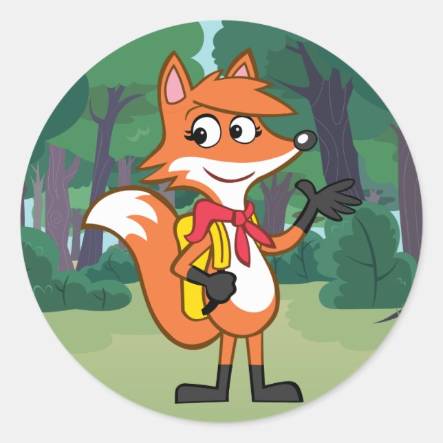 Ranger Rick | Scarlett Fox Waving Runder Aufkleber (Vorderseite)