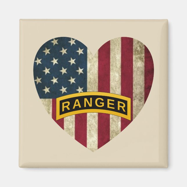 Ranger School Tab American Heart Flag Magnet (Vorne)