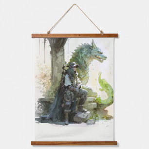 Ranger und sein Drache Wandteppich Mit Holzrahmen