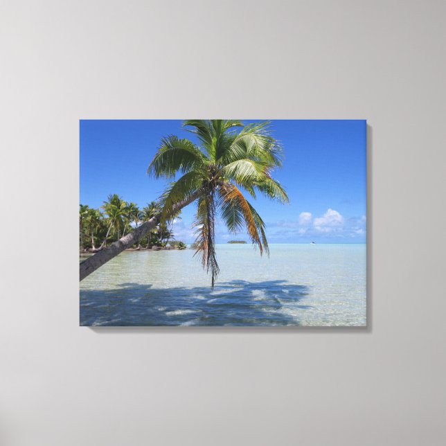 Rangiroa Blue Lagoon Tropical Palm Leinwanddruck (Vorderseite)