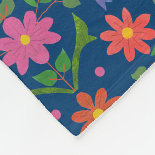 Rangoli Blume Polka Dots auf Blue Fleece Blanket