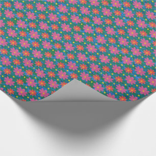 Rangoli Blume Polka Dots, blaues Wrapping Paper Geschenkpapier