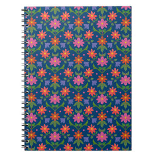 Rangoli Blume Polka Dots on Blue Spiral Notebook Notizblock