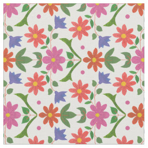 Rangoli-Blume, Polka-Punkte auf weißem, kundenspez Stoff